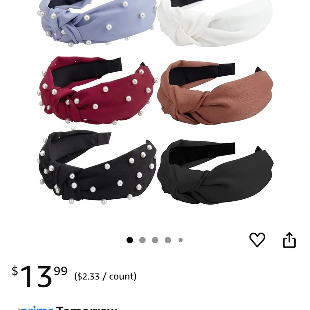 6 PCS Pearl Headbands for Women with Fabric Knotted Headbands